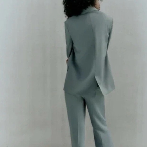 Zara LONGLINE STRAIGHT BLAZER Sage Green New - Picture 2 of 6